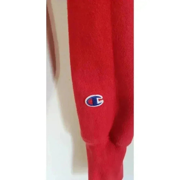 Champion hoodie with logo patches mens size small red‎ thick cotton material - Picture 3 of 7